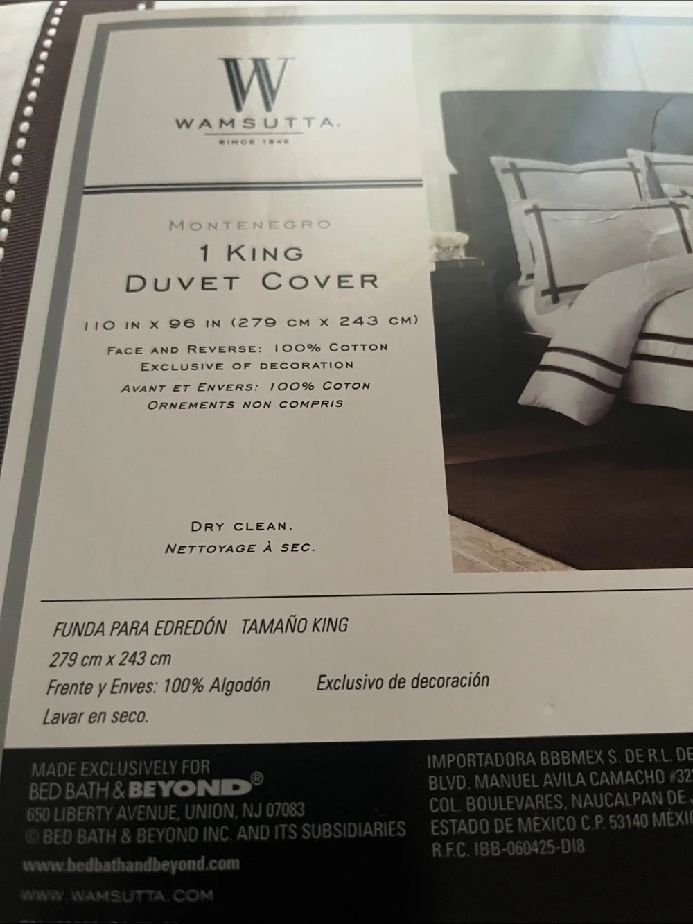 Duvet cover king size new 110” x 96” cotton Wamsutta Montenegro